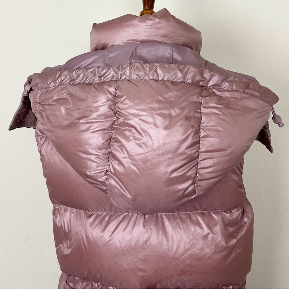 Athleta Lofty Down Puffer Vest Dogwood Mauve Hooded - Picture 12 of 16